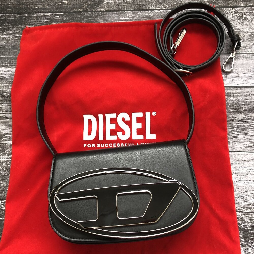 Diesel Black Logo Plaque Shoulder Bag
